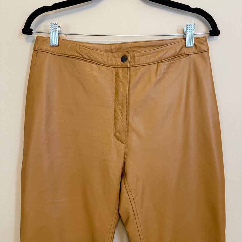 Vintage Albert Duke New York Womens Leather Pants 8 Light Brown Career Luxury - Picture 3 of 7